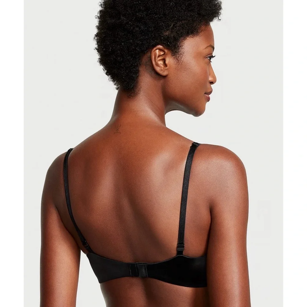 New Victoria’s Secret Shine Rhinestone Strappy Cradle Push Ip Black Bra 38C - Picture 3 of 5